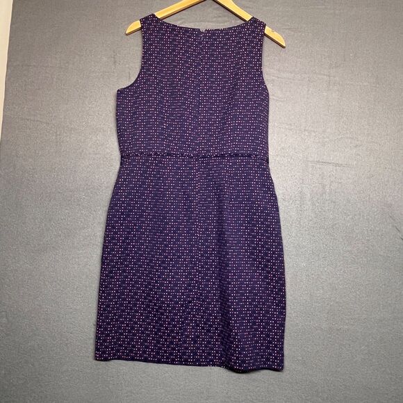 LOFT Women's Woven Textured Sleeveless Sheath Navy/Pink Size 8 Dress - Picture 5 of 8